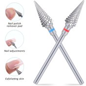 Resim 2 Adet Pro Nail Drill Bits Set, 3/32" Karbür Konik Şekil, Akrilik için Elektrikli Tırnak Dosyası, İnce ve Orta Zımpara, Profesyonel Salon Kalitesi, Dayanıklı Tungsten Çeliği, Kokusuz 