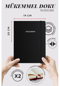 Resim Nota Bene Classic Sert Kapak Defter, 19x25 Cm, Çizgili Siyah 
