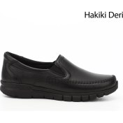 Resim Kadın Siyah Dolgu Taban Hakiki Deri Comfort Ayakkabı 