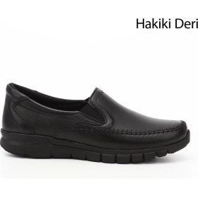 Resim Kadın Siyah Dolgu Taban Hakiki Deri Comfort Ayakkabı 