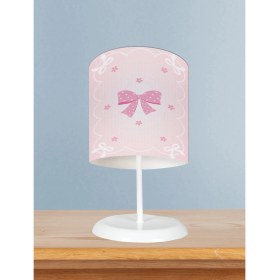 Resim Mekta Home Bebek ve Çocuk Odası Pembe Kurdele ve Yıldız Desenli Abajur 