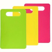 Resim 3 Adet Plastik Kesme Tahtası - Esnek Kaymaz Mutfak Matları, BPA İçermez, Et ve Sebzeler için Bulaşık Makinesinde Yıkanabilir, Canlı Yeşil/Sarı/Pembe, Dayanıklı Gıda Sınıfı Plastik, Yiyecek Hazırlama Güvenliği 