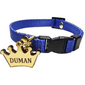 Resim İsimli Kedi Tasması , Kedi İsimlik , İsme Özel Tasma , Mavi 