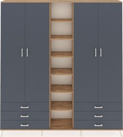 Resim Arges Dolap 13 Raflı 6 Çekmeceli 2 Askılı 220x30x243 Çam-antrasit/antrasit Antrasıt/antrasıt 