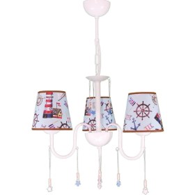 Resim Şenay Aydınlatma Çocuk Odası 3'lü Kumaş Abajur Avize-Turkuaz Denizci 