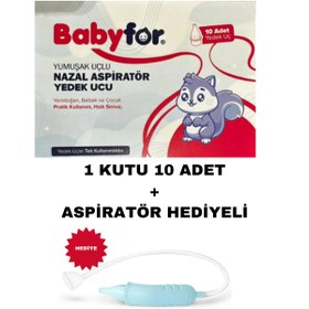 Resim BABYFOR Burun Aspiratörü Yedek Ucu 10 Adet + Burun Aspiratörü Hediyeli 