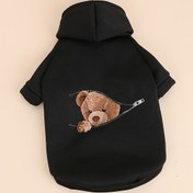 Resim 1 Siyah Kışlık Evcil Hayvan Kapüşonlu Sweatshirt, Tüy Dökmez Teddy Bear ve Pomeranian Köpek Giysisi, Küçük Köpekler İçin Sonbahar/Son Yazlık Rahat Kazak 
