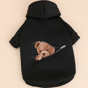 Resim 1 Siyah Kışlık Evcil Hayvan Kapüşonlu Sweatshirt, Tüy Dökmez Teddy Bear ve Pomeranian Köpek Giysisi, Küçük Köpekler İçin Sonbahar/Son Yazlık Rahat Kazak 