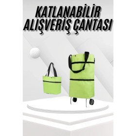 Resim PremiumPort Katlanabilir Tekerlekli Pazar Arabası, Hafif ve Pratik Çanta 