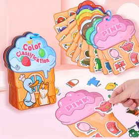 Resim Çocuklar için Yeniden Kullanılabilir Sticker'larla Etkileşimli Aktivite Kitabı - Renk, Şekil ve Kelime Eşleştirme Oyunu, Seyahat Dostu, 3+ Yaş, Renkli ve Eğlenceli Hediye, Seyahat Aktivite Kitabı | Canlı Tasarım | Dayanıklı Kağıt. Flashcards 