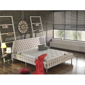 Resim Niva Baza Çift Kişilik Baza Başlık Chester Set Havuzlu Sandıksız Krem 