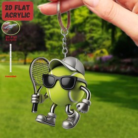 Resim 2D Flat, 1 adet/5 adet 2D Flat Kristal Anahtarlık - Moda Gözlüklü ve Tenis Raketli Moda Tenis Topu Karakteri, Dayanıklı Çinko Alaşımlı Zincir, Cep Telefonları, Arabalar, Sırt Çantaları, Cüzdanlar için Mükemmel - Tenis Tutkunları ve Arkadaşlar için İdeal Hediye, Tenis Aksesuarları, Cep Telefonu Aksesuarları, Eğlenceli Tasarım, 2D Flat 