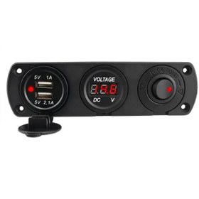 Resim 3 Lü Marin Usb Şarj Söketi Voltmetre Ve 12V Anahtar Panel 