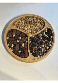 Resim Morponi 3 Bölmeli Akrilik Kapaklı Bambu Çerezlik & Kahvaltılık 28 Cm Alg Bambu 
