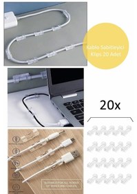 Resim Kablo Sabitleyici Klipsler 20 Adetli Kablo Düzenleyici Duvar Fayans Cam Kablo Tutucu Yapışkanlı Klips 20 Adet 