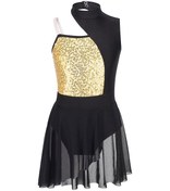 Resim Açık Yeşil Çocuk Kız Bale Jimnastik Leotard Elbise Kolsuz Parlak Payetler Lirik Dans Elbise Sahne Performansı İçin Açık Yeşil 