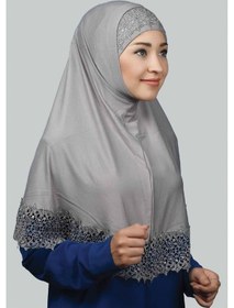 Resim Altobeh İkili Set Dantelli Pratik Eşarp Hazır Hijab Ve Tesettür Bonesi Xl Gri 