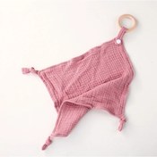 Resim Mendil Ahşap Halka Ile Güvenlik Pamuk Kare Havlu Çocuklar Çocuklar Için Diş Çık Lavanta Lavanta Çok Renkli 