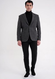 Resim Efor Comfort Fit Torba Cep Kazayağı Desenli %100 Yün Antrasit Blazer Ceket C 729 