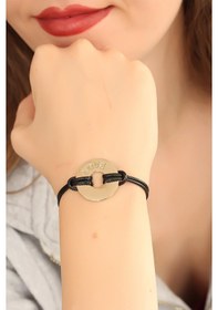 Resim Love Aşık Siyah Deri İpli Unisex Mood Bileklik Çok Renkli 