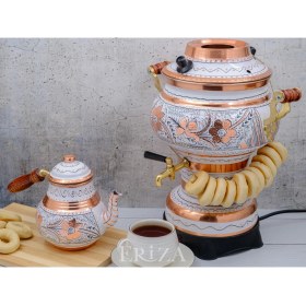 Resim Eriza 5.2 Litre 220V Elektrikli Işlemeli Bakır Semaver 