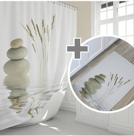 Resim Zethome Stone And Reed Banyo Paspas Ve Tek Kanat Duş Perdesi 1x12 Çok Renkli 
