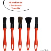 Resim 5'li Ultra Hassas Kırmızı Detay Temizlik Fırçası Her Biri Farklı Başlık 