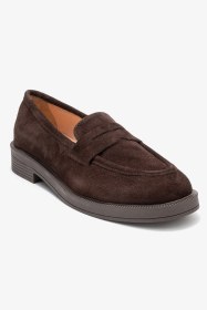 Resim Luvishoes Luvi Shoes Pline Kahverengi Süet Hakiki Deri Kadın Loafer Ayakkabı Kahve Süet 