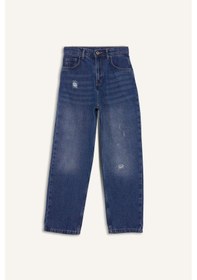 Resim Defacto Erkek Çocuk Loose Fit Yırtık Detaylı Düz Paça Jean Pantolon G3257a825wnnm28 Mavi 
