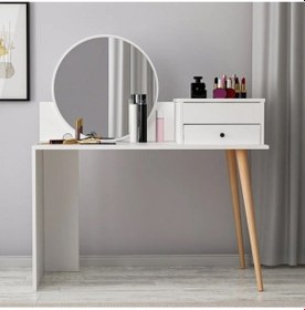 Resim Aynalı Makyaj Masası Nur Beyaz 