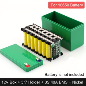 Resim 3S 40A BMS'li 12V Lityum Pil Kılıf Kiti - 3x7 18650 Pil Depolama için ABS Plastik Kutu, Motosiklet Püskürtücü Pil Montajı, 21x 18650 Hücre için Dayanıklı Snap-in Tutucu, Kurşun Asit Yerine 