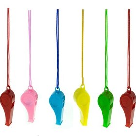 Resim Plastik Düdük 6'lı İpli Düdük Çok Renkli 