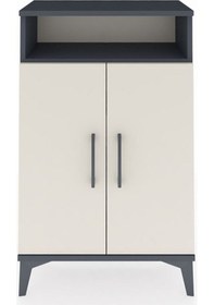 Resim Arges Komodin 3 Raflı 2 Kapaklı 60x30x96 Antrasit-aytaşı Antrasit 