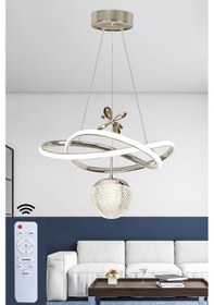 Resim Ransom 3 Renk Toplu Kumandalı Krom Gümüş Dimmerli Led Avize Büyük Yıldız Ledli Avize Gri 