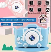 Resim İTHALCİM Mini 1080p Hd Kamera Silikon Koruyucu Kedi Kılıflı Çocuklar Için Dijital Fotoğraf Makinesi 