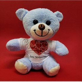 Resim Konyax Kalpli Seni Seviyorum Yazılı Tişörtlü Peluş Ayıcık 