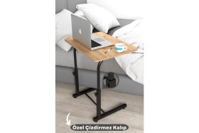 Resim Depolife Yükseklik Ayarlı Laptop Sehpası Kahvaltı Ders Çalışma Bilgisayar Ofis Yemek Çocuk Masası Metal Ayak 