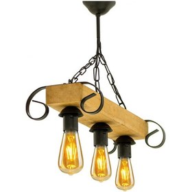 Resim Bundera Salvador Rustik Sarkıt Metalli Ahşap Avize Tavan Lamba 