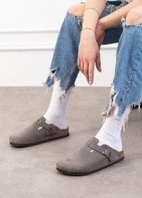 Resim Uniqueqoop Oslo Hakiki Deri Mantar Taban Ortopedik Unisex Terlik 