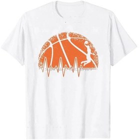 Resim Snapbuy Erkekler Basketbol Kalp Atışı Tshirt Kısa Kollu Moda Grafik Tişört Spor Sevgilisi Hediyesifildişi Fildişi 