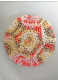 Resim Kemzey Handmade El Yapımı Ressam Beresi , Kadın Ressam Bere, Renkli Kadın Bereleri Pembe - Kahverengi 