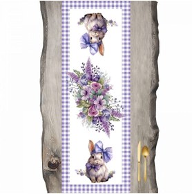 Resim Tavşan Mor Pötikare Çerçeveli Özel Desen Ranır - Runner 