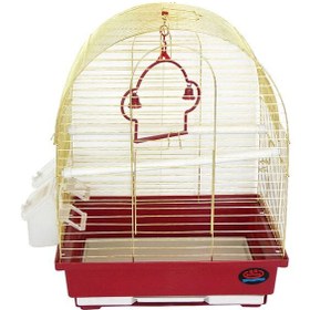 Resim Dayang İki Kapılı Davul Muhabbet Kuş Kafesi Kırmızı/Sarı 30x23x40 Cm 