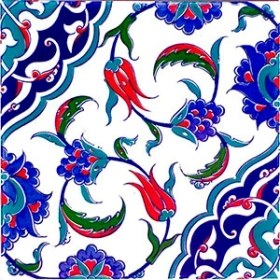 Resim Armada Çini 20x20 Cm Ac 44 Osmanlı İznik Desen Kütahya Çini Karo 