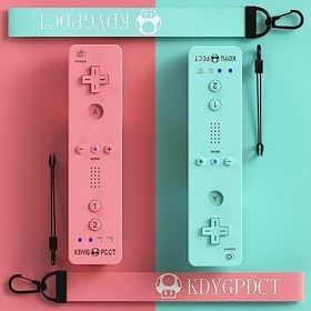 Resim KDYGPDCT Wii Controller 2 Pack,Wii Remote Controller Black and White 2 Set with Wrist Strap for Nintendo Wii/Wii U Console(Blue + Pink) 