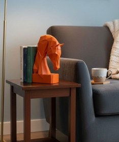 Resim Dekoratif Kitap Tutucu Kübit At Figürlü Biblo Turuncu 