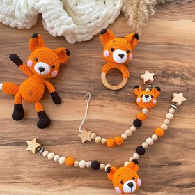Resim Amigurumi Tilki Oyuncak - 4 Parça Bebek Seti 