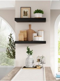 Resim Dekoratif Doğal Ahşap 2'li Takım 55 X 15 X 4 Cm Gizli Aparatlı Raf Kahverengi 