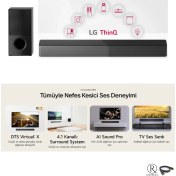 Resim LG Ev Sinema Soundbar Sistem Dts Virtual: x 600W Yüksek Ses ve Kalite, 4.1 Kanal Sinema Deneyimi, Kablosuz Bluetooth Optik, HDMI ve USB Ses Sistemi 