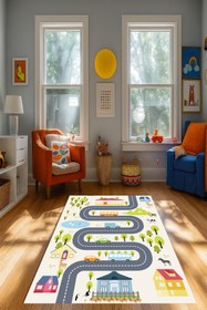 Resim Kessy Home Studio Eğitici Yol Desenli Çocuk Oyun Halısı Dijital Baskı Yıkanablir Kaymaz Taban Çocuk Odası Halısı 1 